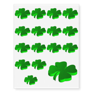 Lucky Four Leaf Clover Green Symbol Good Luck Temporary Tattoos