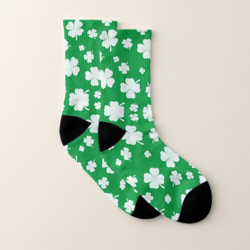 Lucky Four_leaf Clover Irish Pattern Socks