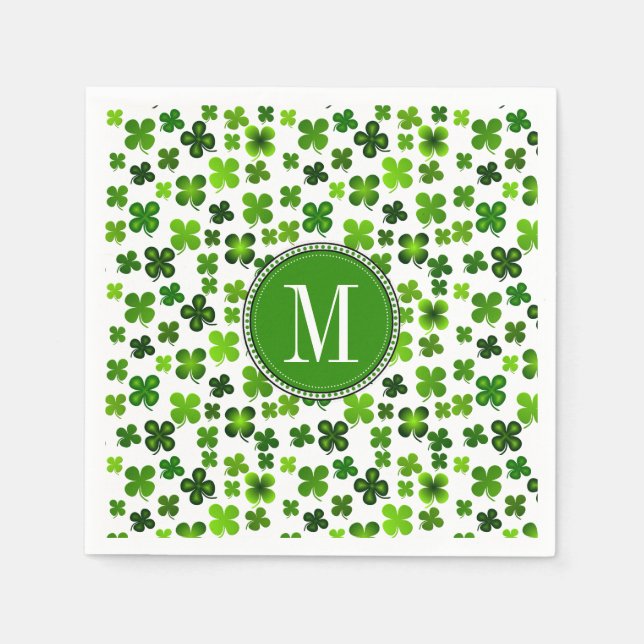 Lucky Four Leaf Clover Irish Saint Patrick's Day  Napkins (Front)