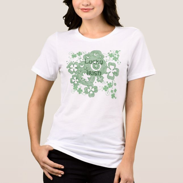 Lucky Four Leaf Clover- Lucky Irish Tri-Blend Shirt (Front)