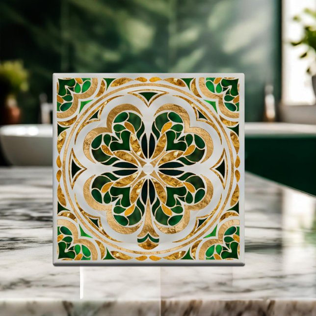 Lucky Four-leaf clover luxury  Ceramic Tile (Creator Uploaded)