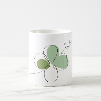 Lucky Four Leaf Clover Minimalist Line Art Coffee Mug