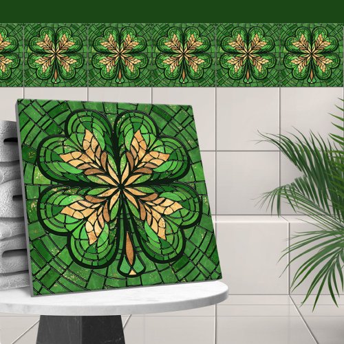Lucky Four_leaf clover _ Mosaic art Ceramic Tile