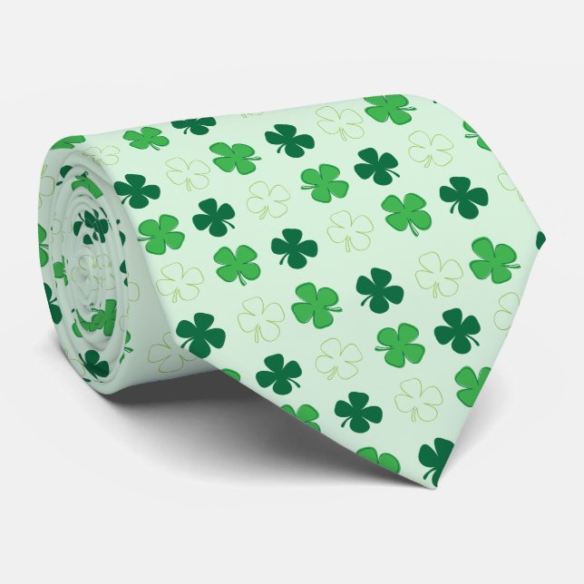 Lucky Four Leaf Clover Neck Tie (Rolled)