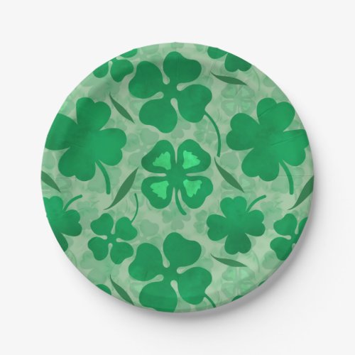 Lucky Four Leaf Clover Pattern for Saint Patricks Paper Plates