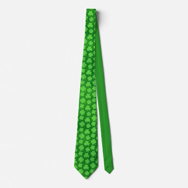 Lucky Four Leaf Clover Pattern Green Irish Neck Tie (Front)