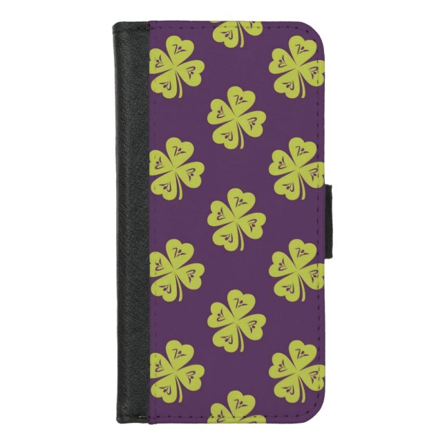 Lucky Four-Leaf Clover Pattern  iPhone Wallet Case (Front)