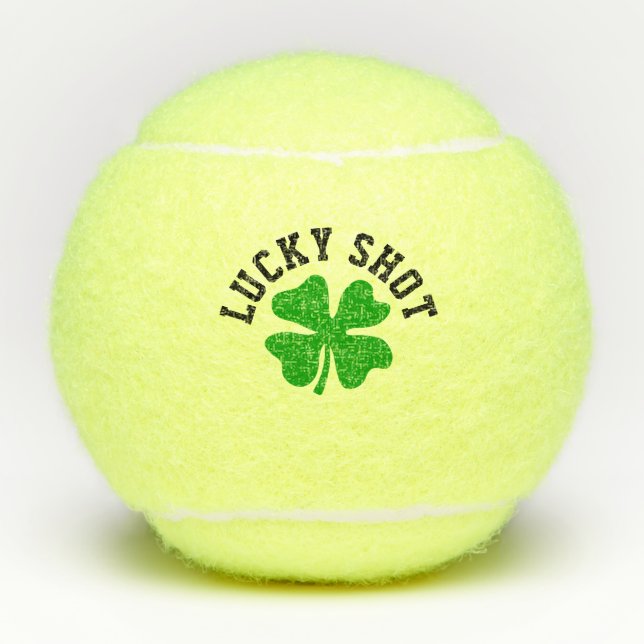 Lucky four leaf clover personalized sports gift tennis balls (Front)