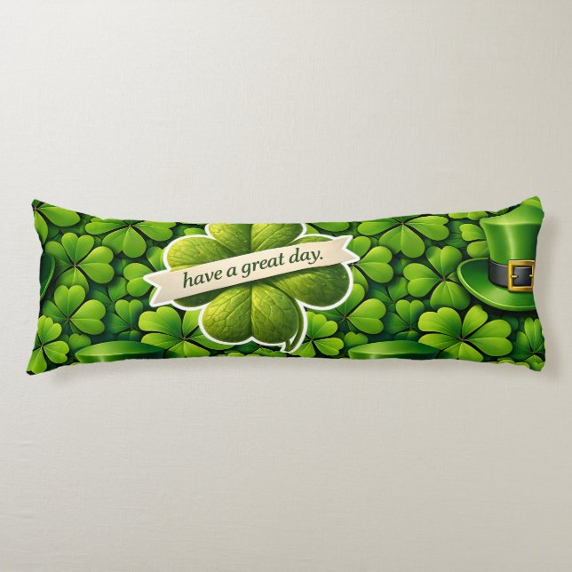 Lucky four leaf clover Saint Patrick's Day Patrick Body Pillow (Front)