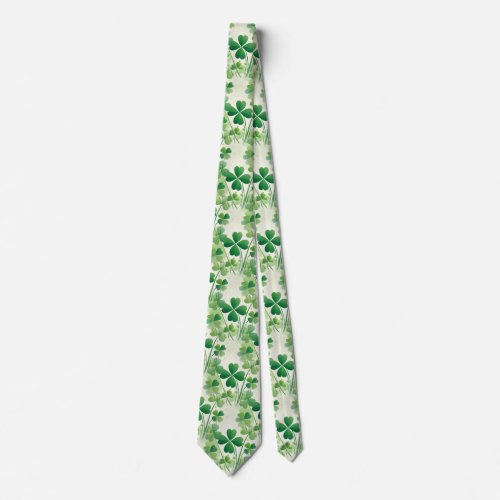 Lucky Four Leaf Clover Shamrock Double_sided  Neck Tie