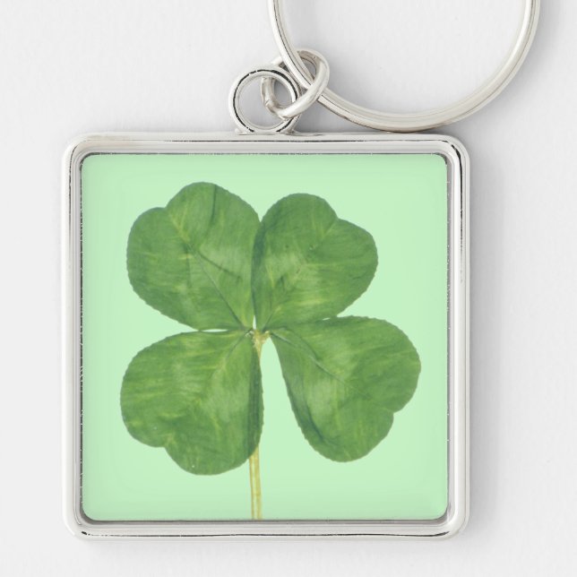 Lucky Four-Leaf Clover Shamrock Keychain (Front)