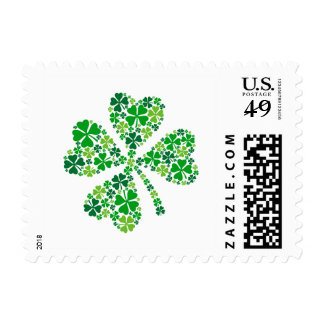 lucky four-leaf clover, shamrock postage