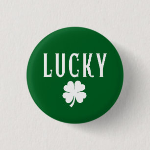 Lucky Four Leaf Clover St Patrick's Button