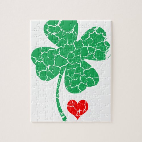 Lucky Four Leaf Clover _ St Patricks Day Jigsaw Puzzle