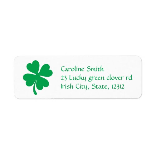 Lucky four leaf clover St Patricks day Label