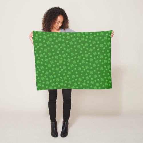 Lucky Four Leaf Clover St Patricks Day Pattern Fleece Blanket