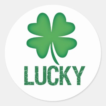 Lucky Four Leaf Clover St. Patrick's Day Stickers by rheasdesigns at Zazzle
