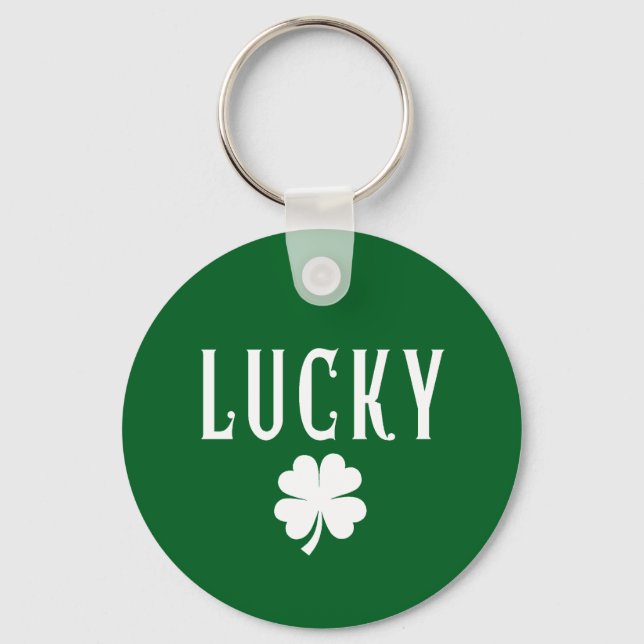 Lucky Four Leaf Clover St Patrick's  Keychain (Front)