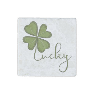 Lucky Four Leaf Clover Stone Magnet