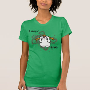 Lucky Four Leaf Clover Sushi-cat lucky maneki neko T-Shirt