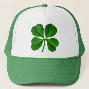 Lucky Four Leaf Clover Trucker Hat by Shamrockz at Zazzle