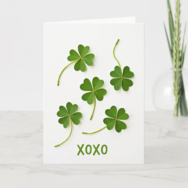 Lucky Four Leaf Clover Xoxo Card (Front)