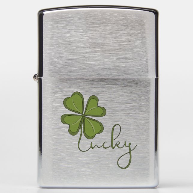 Lucky Four Leaf Clover Zippo Lighter (Front)