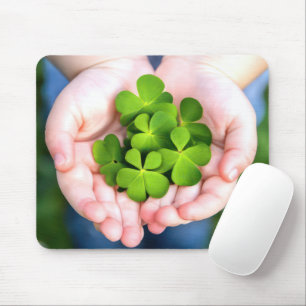 Lucky Four-Leaf Clovers Mouse Pad