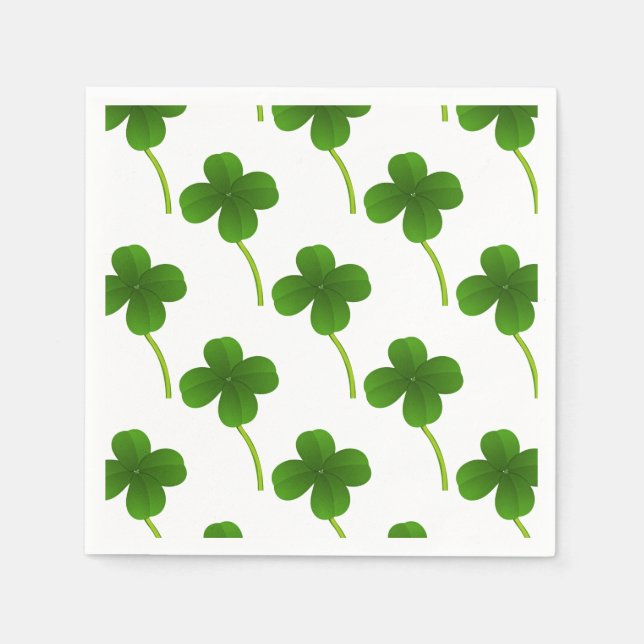 Lucky Four Leaf Clovers Paper Napkins (Front)
