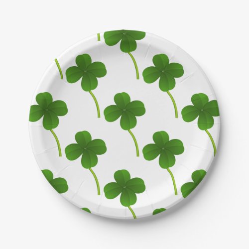 Lucky Four Leaf Clovers Paper Plates