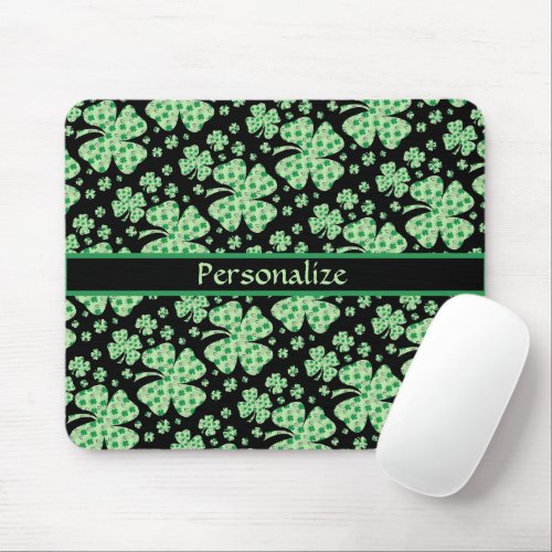 Lucky Four Leaf Clovers Personalize Mouse Pad