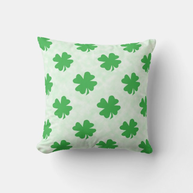 Lucky four leaf clovers throw pillow (Front)