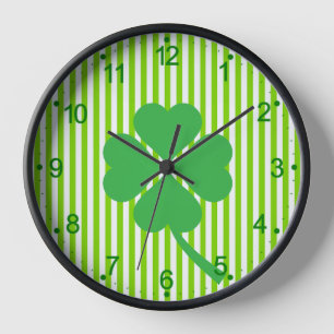 Lucky Four Leaf Shamrock Design-87906 Clock