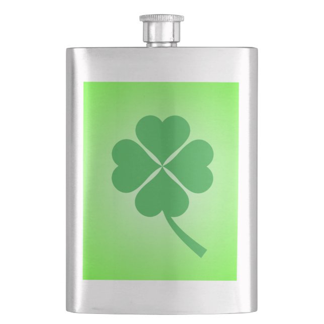Lucky Four Leaf Shamrock Design-87906 Flask (Front)