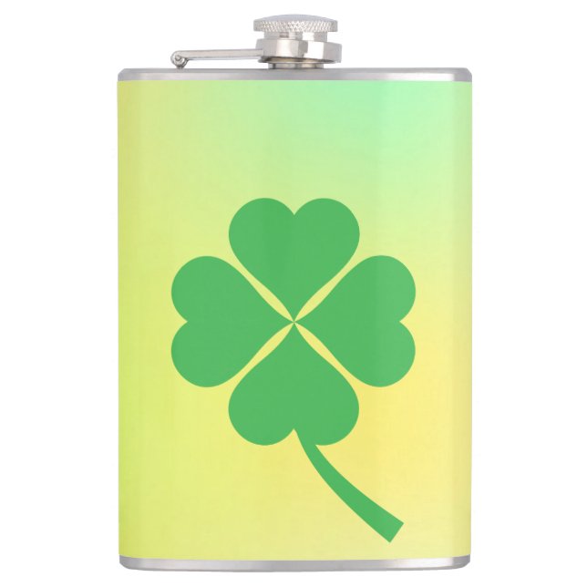 Lucky Four Leaf Shamrock Design-87906 Flask (Front)