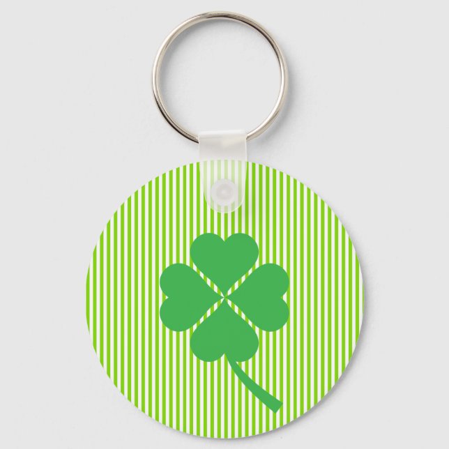 Lucky Four Leaf Shamrock Design-87906 Keychain (Front)