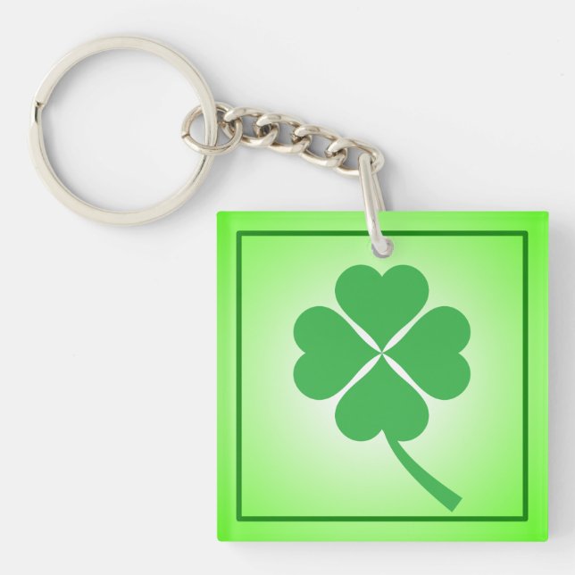 Lucky Four Leaf Shamrock Design-87906 Keychain (Front)