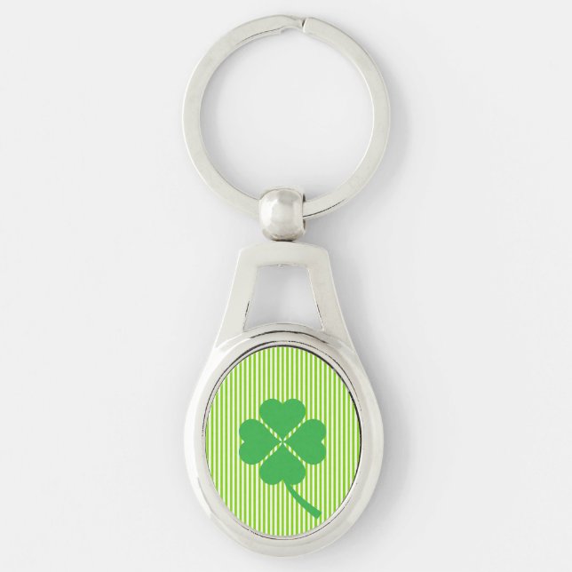 Lucky Four Leaf Shamrock Design-87906 Keychain (Front)