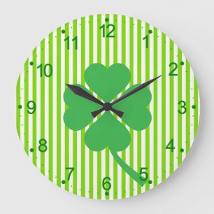 Lucky Four Leaf Shamrock Design-87906 Large Clock