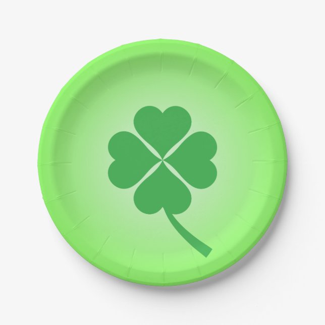 Lucky Four Leaf Shamrock Design-87906 Paper Plates (Front)