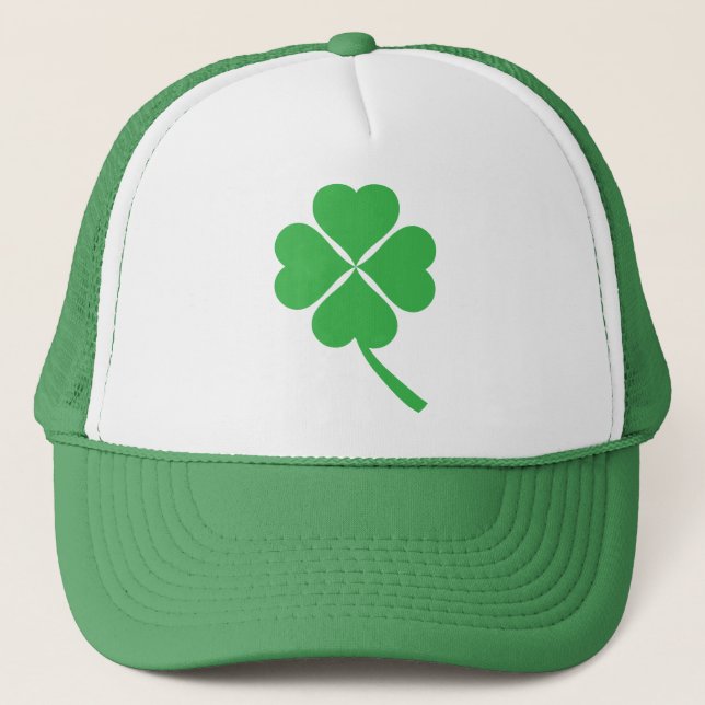 Lucky Four Leaf Shamrock Design-87906 Trucker Hat (Front)