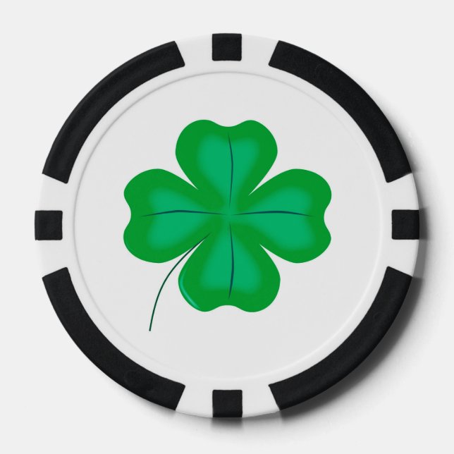 Lucky Four Leaf Shamrock Poker Chips (Front)