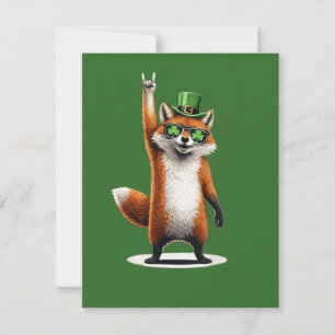 Lucky Fox Shamrock Sunglasses St Patrick's day Note Card