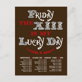 Lucky Friday the 13th Dark Postcard