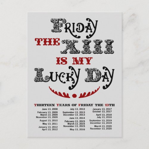 Lucky Friday the 13th Light Postcard
