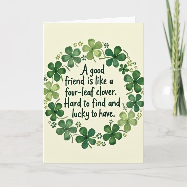 Lucky Friend Four Leaf Clover Card (Front)