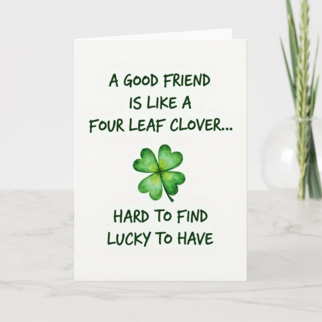 Lucky Friend Green Clover Art Card (Front)