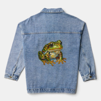 Lucky Frog Colorful Art Good Fortune Symbol Gift Denim Jacket