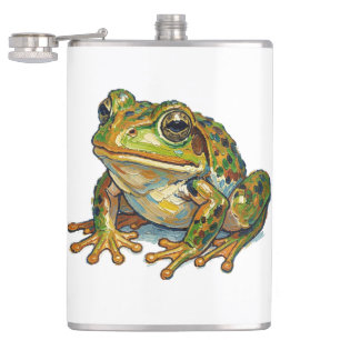 Lucky Frog Colorful Art Good Fortune Symbol Gift Flask