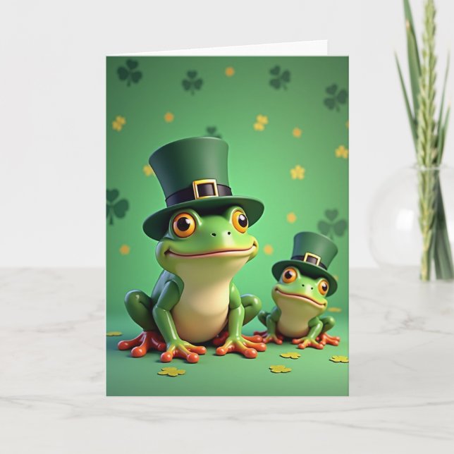 Lucky Frogs Happy St Patricks Card (Front)